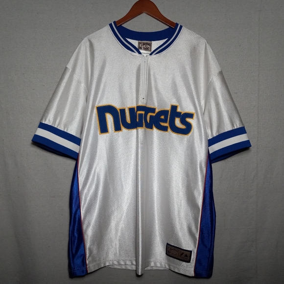 Majestic Denver Nuggets NBA Hardwood classic spellout 1/4-zip pullover jersey L - Picture 7 of 15